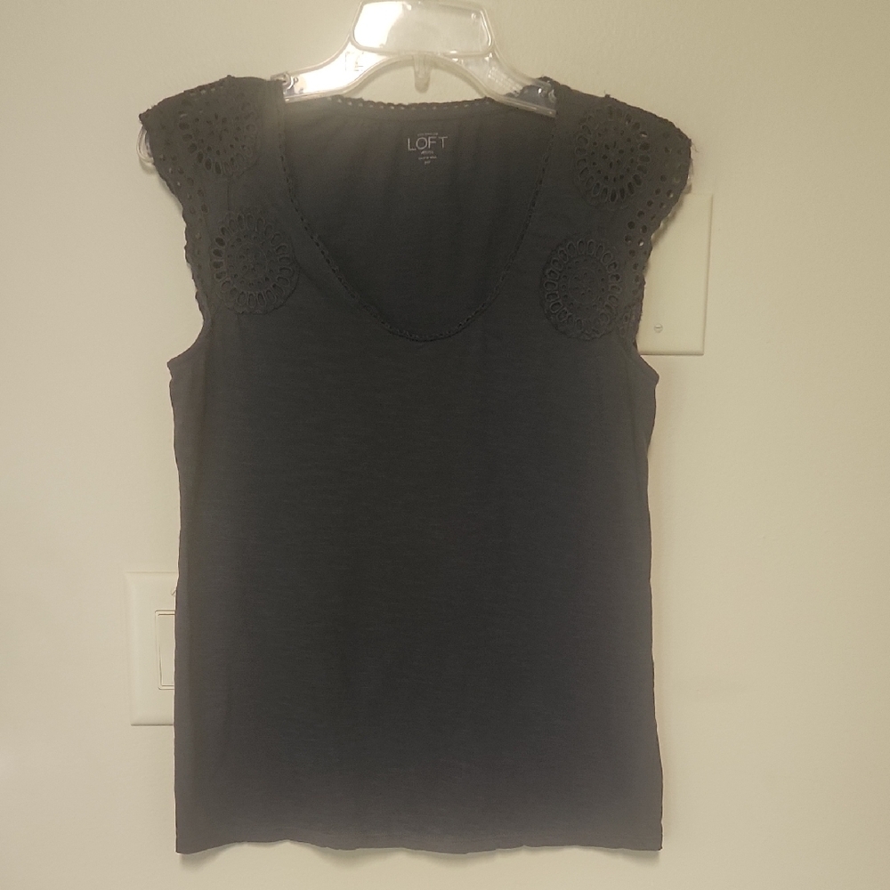 LOFT Washed Navy Fitted Sleeveless Tank Top